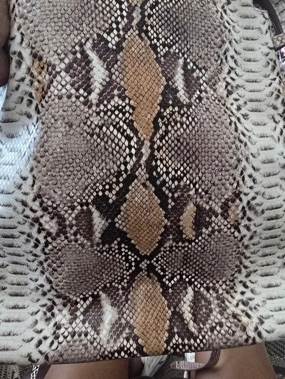 Python-Pattern Convertible Women’s Backpack in Neutral Taupe - Picture 5 of 9